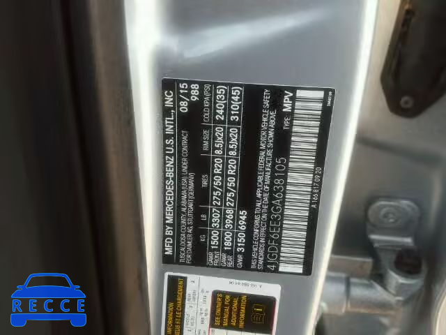 2016 MERCEDES-BENZ GL450 4 MA 4JGDF6EE3GA638105 image 9