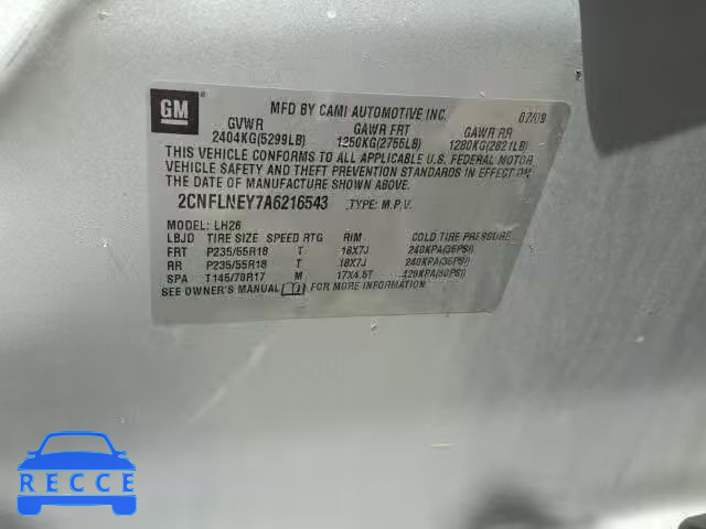 2010 CHEVROLET EQUINOX 2CNFLNEY7A6216543 image 9