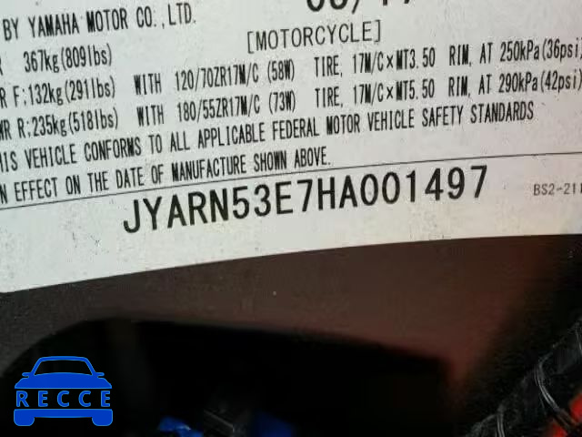 2017 YAMAHA FZ09 JYARN53E7HA001497 image 9