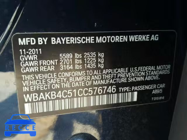2012 BMW 740LI WBAKB4C51CC576746 зображення 9