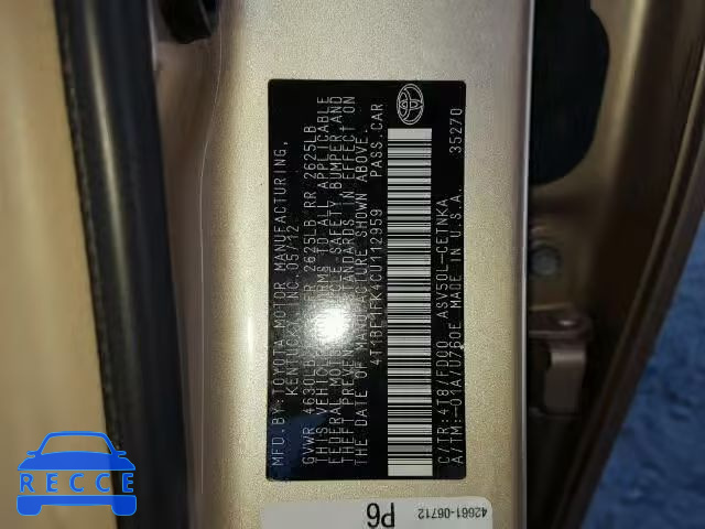 2012 TOYOTA CAMRY 4T1BF1FK4CU112959 image 9