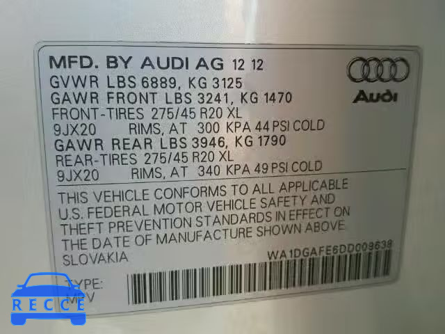 2013 AUDI Q7 PRESTIG WA1DGAFE6DD009638 image 9