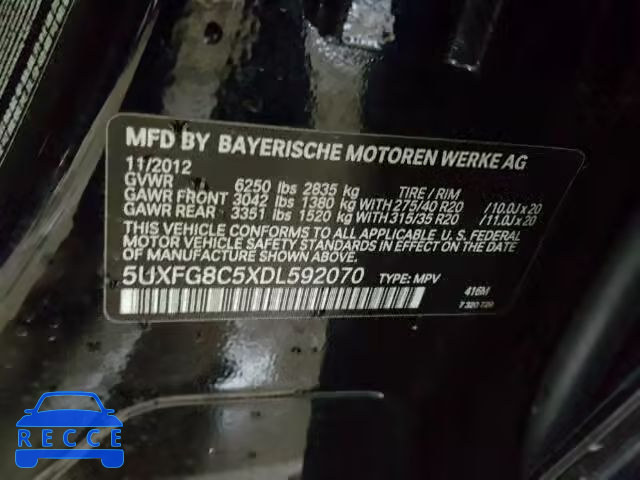 2013 BMW X6 5UXFG8C5XDL592070 зображення 9