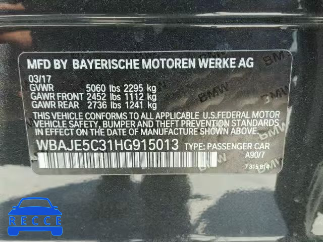 2017 BMW 540 I WBAJE5C31HG915013 image 9