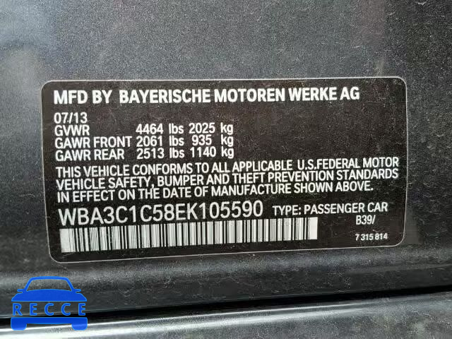 2014 BMW 328I SULEV WBA3C1C58EK105590 image 9