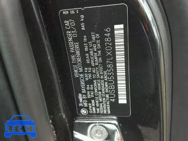 2007 BMW Z4 3.0SI 4USBU53587LX02846 зображення 9