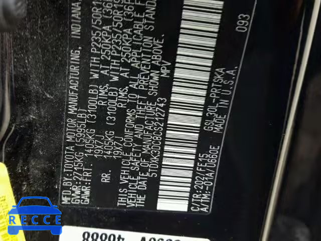 2012 TOYOTA SIENNA SPORT 5TDXK3DC8CS212743 image 9