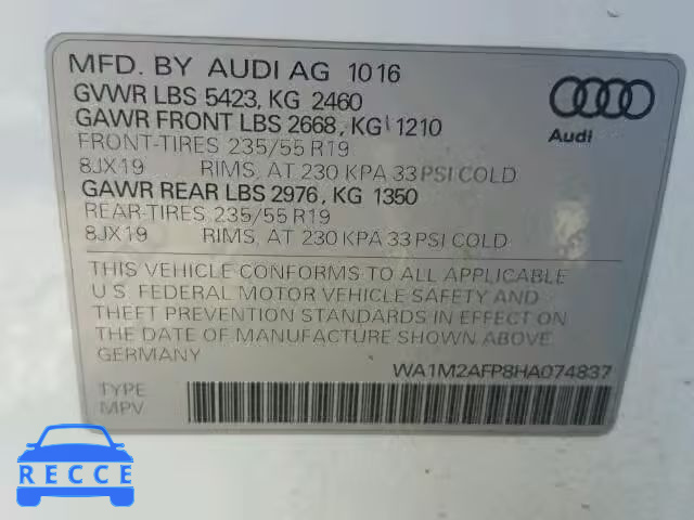 2017 AUDI Q5 WA1M2AFP8HA074837 image 9