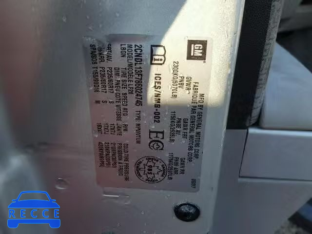 2008 CHEVROLET EQUINOX 2CNDL13F786024745 зображення 9