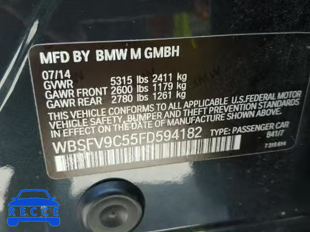 2015 BMW M5 WBSFV9C55FD594182 image 9