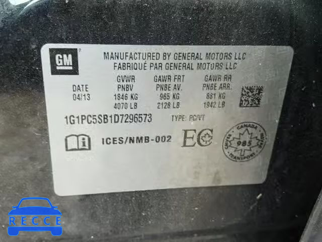 2013 CHEVROLET CRUZE 1G1PC5SB1D7296573 image 9