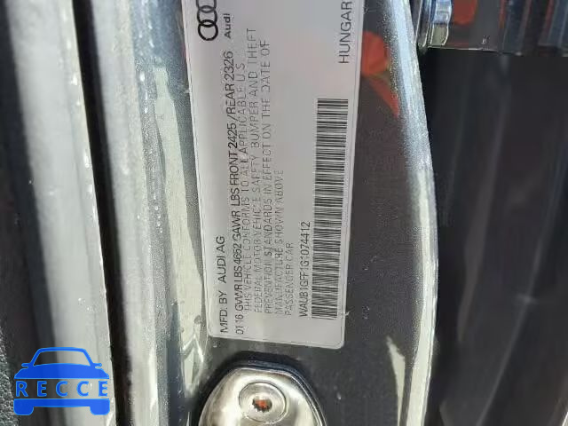 2016 AUDI S3 PREMIUM WAUB1GFF1G1074412 image 9