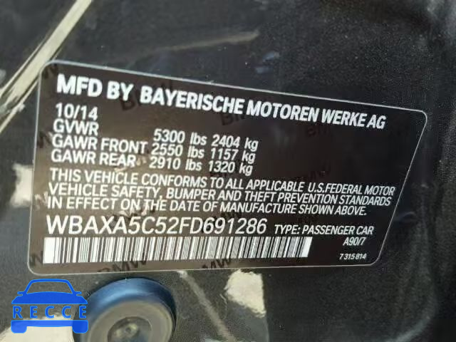 2015 BMW 535D WBAXA5C52FD691286 зображення 9