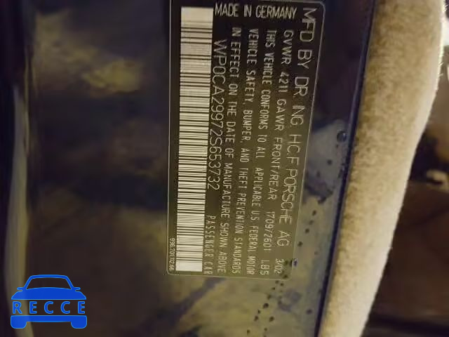 2002 PORSCHE 911 CARRER WP0CA29972S653732 image 9