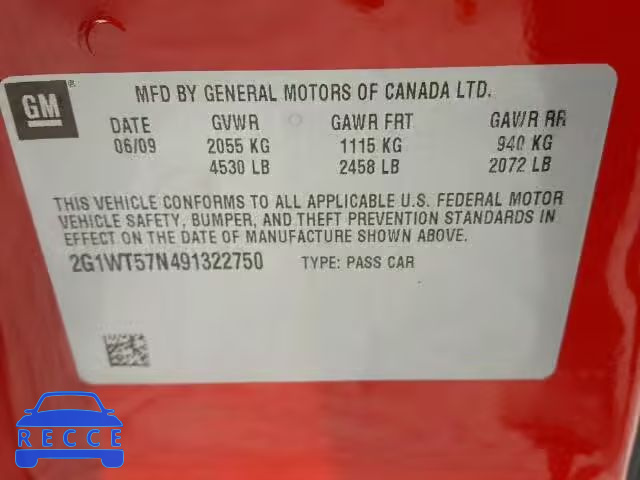 2009 CHEVROLET IMPALA 2G1WT57N491322750 image 9