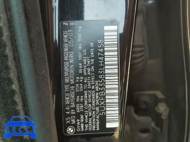 2003 BMW X5 5UXFB33583LH47458 image 9