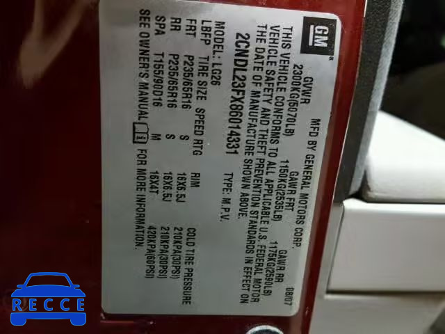 2008 CHEVROLET EQUINOX 2CNDL23FX86014331 image 9