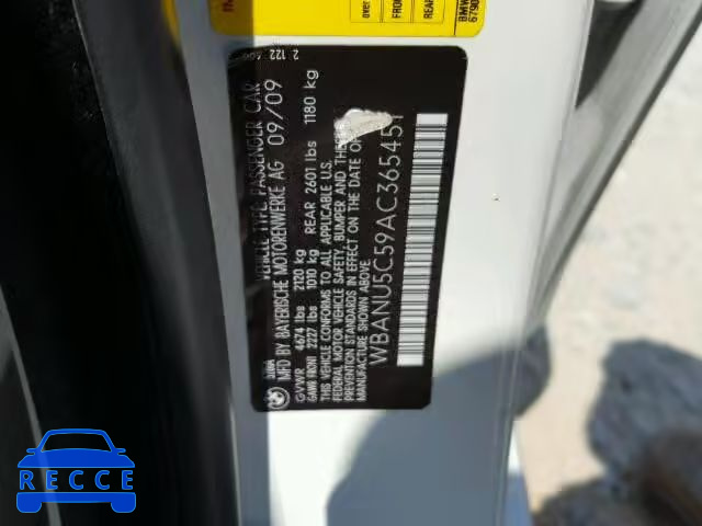 2010 BMW 528 WBANU5C59AC365451 Bild 9