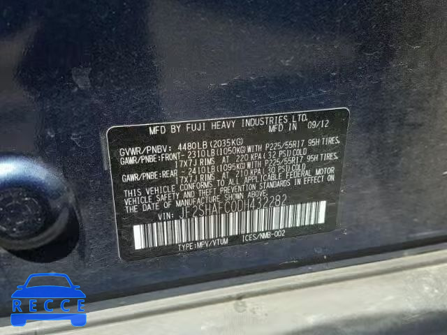 2013 SUBARU FORESTER JF2SHAFC0DH432282 image 9