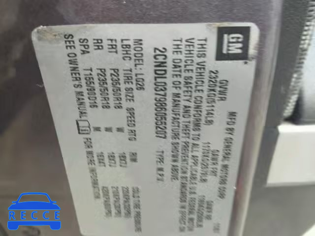 2008 CHEVROLET EQUINOX 2CNDL037986055207 image 9