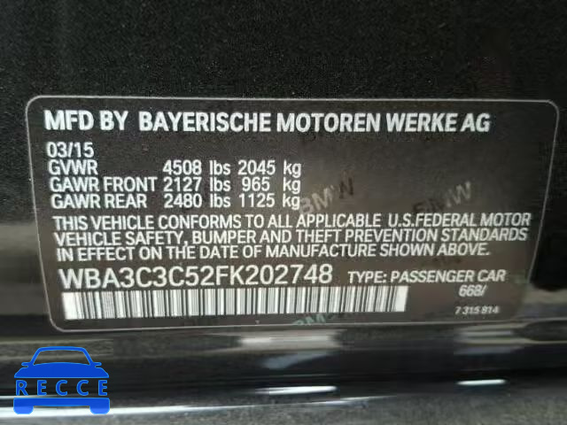 2015 BMW 320 WBA3C3C52FK202748 image 9