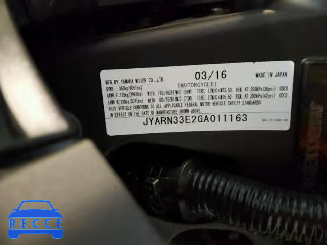 2016 YAMAHA FZ09 JYARN33E2GA011163 зображення 9