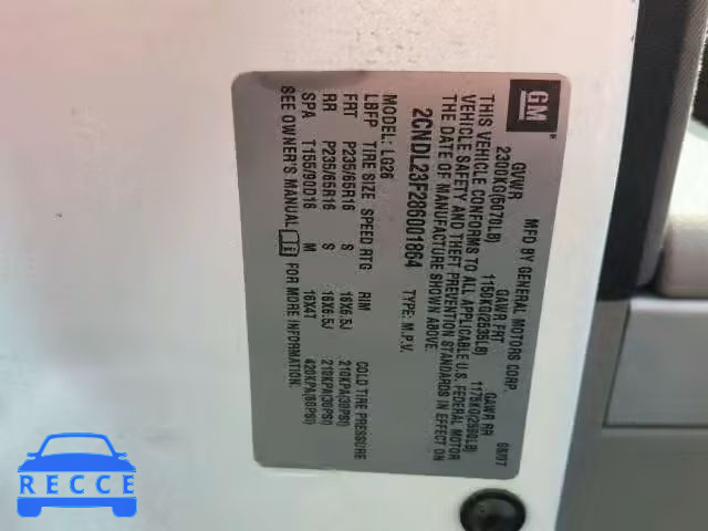 2008 CHEVROLET EQUINOX 2CNDL23F286001864 image 9