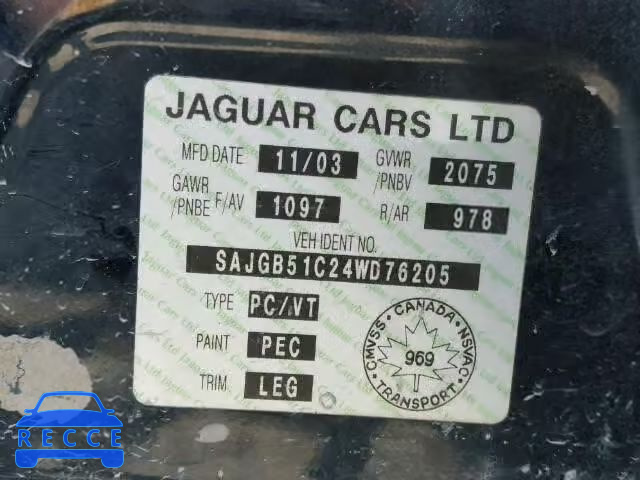 2004 JAGUAR X-TYPE SAJGB51C24WD76205 зображення 9