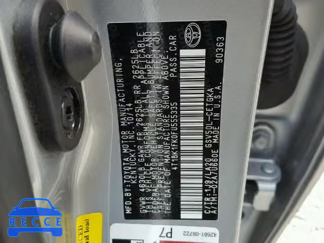 2015 TOYOTA CAMRY 4T1BK1FK0FU555335 image 9