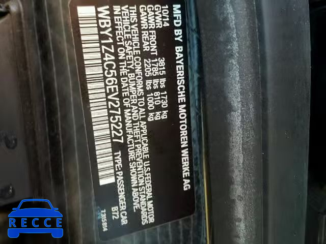 2014 BMW I3 REX WBY1Z4C56EV275227 image 9