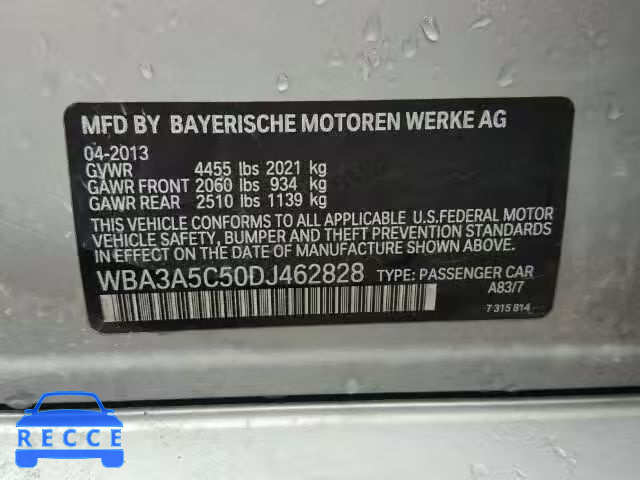 2013 BMW 328 WBA3A5C50DJ462828 зображення 9