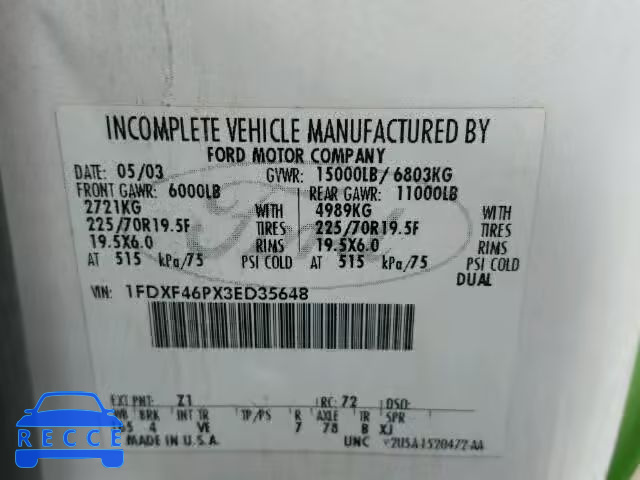 2003 FORD F450 1FDXF46PX3ED35648 image 9