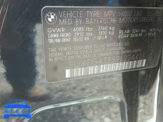 2009 BMW X6 XDRIVE3 5UXFG43559L224413 image 9