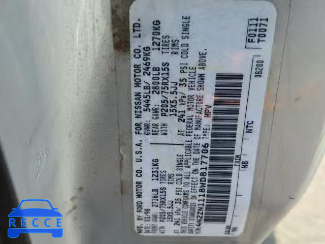 2000 NISSAN QUEST 4N2ZN1118WD817706 image 9