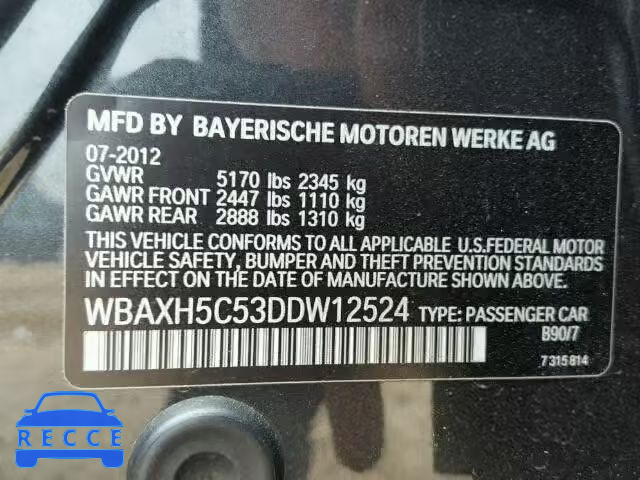 2013 BMW 528 WBAXH5C53DDW12524 Bild 9