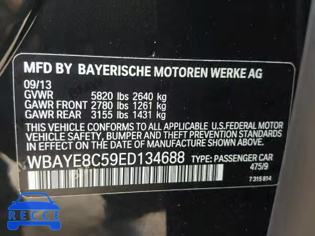 2014 BMW 750 WBAYE8C59ED134688 image 9