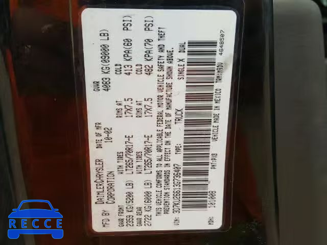 2003 DODGE RAM 2500 S 3D7KU26613G736407 image 9