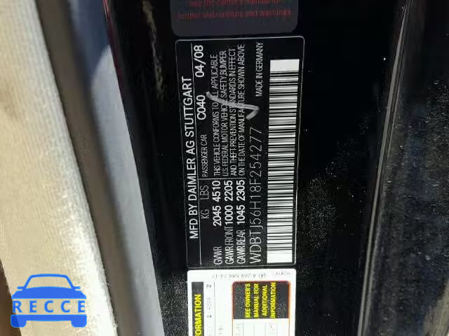 2008 MERCEDES-BENZ CLK WDBTJ56H18F254277 image 9
