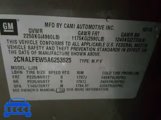 2010 CHEVROLET EQUINOX 2CNALFEW5A6253525 image 9