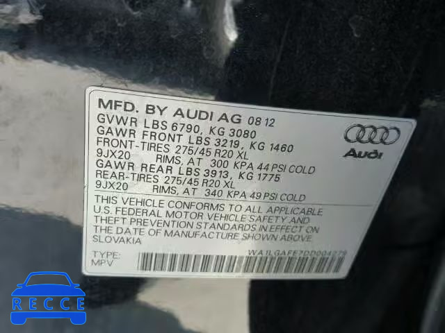 2013 AUDI Q7 PREMIUM WA1LGAFE7DD004279 image 9