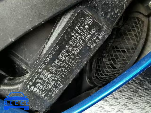2013 SUZUKI GSX-R600 JS1GN7FA3D2102261 image 9