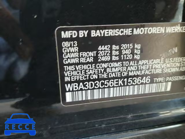 2014 BMW 328 WBA3D3C56EK153646 зображення 9