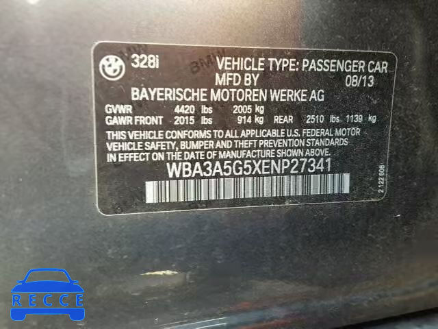 2014 BMW 328 WBA3A5G5XENP27341 image 9