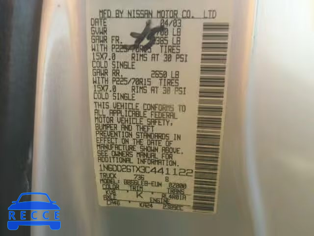 2003 NISSAN FRONTIER 1N6DD26TX3C441122 Bild 9