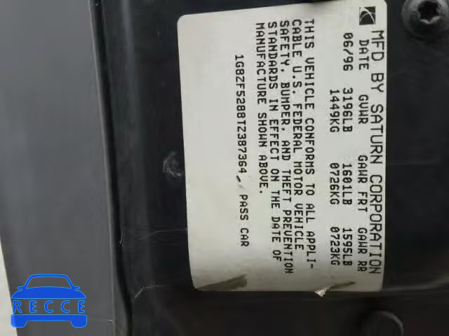 1996 SATURN SL 1G8ZF5288TZ387364 image 9
