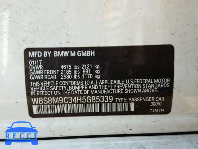 2017 BMW M3 WBS8M9C34H5G85339 зображення 9