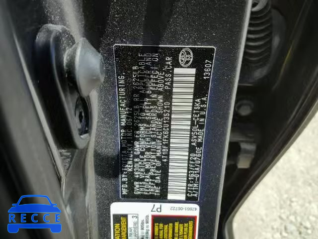 2012 TOYOTA CAMRY 4T1BF1FK6CU135210 image 9
