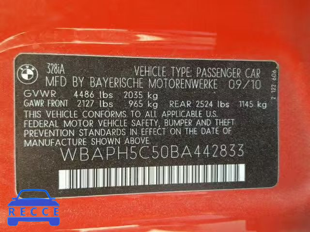 2011 BMW 328 WBAPH5C50BA442833 image 9