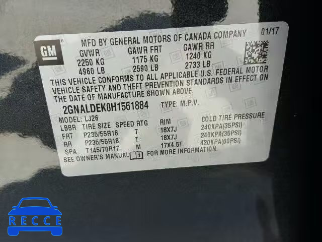 2017 CHEVROLET EQUINOX PR 2GNALDEK0H1561884 image 9