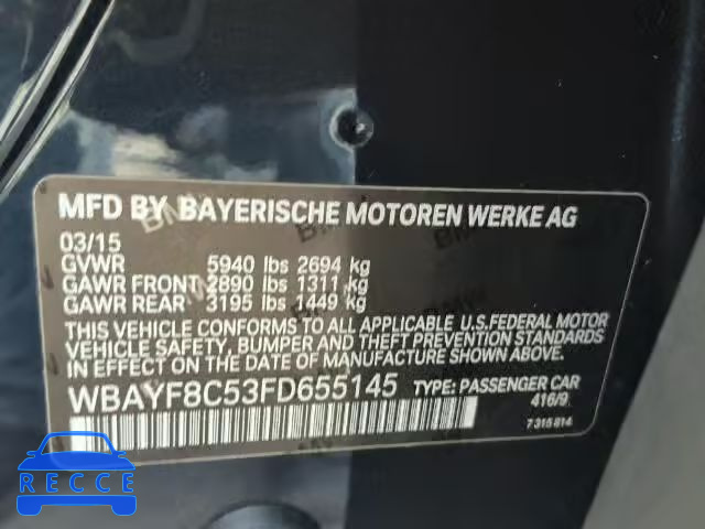 2015 BMW 750LI XDRI WBAYF8C53FD655145 image 9